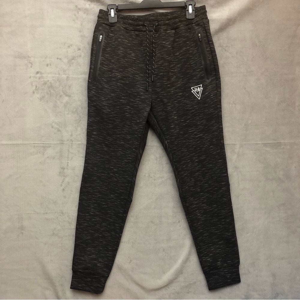 The Lost Breed Men’s Logo Heathered Joggers Sweatpants Black White Small